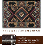 YIHOUSE Rustic Cabin Area Rug 9x12, Lodge Wildlife Bear Washable Large Area Rug - Image 2