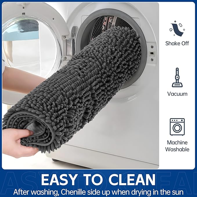 Chenille Absorbent Front Door Mat 48" x 24", Dog Door Mat - Image 5