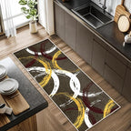 Gold White Red Circle Pattern Runner Rug, 4x12ft Washable Hallway Entrance Rugs - Image 3