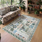 Floral Boho 5x7 Area Rugs for Bedroom Living Room, Botanical Soft Dining Room by Zealude