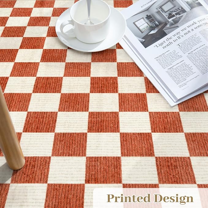 Machine Washable 5x7 Area Rugs for Living Room Checkered, Non Slip Soft Low - Image 6