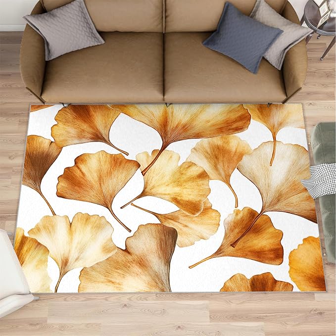 Golden Leaf Rugs for Bedroom by Unknown