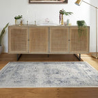 RUGGABLE Washable Vintage Area Rug – Sarrah Blue Quartz 4x6, Stain-Resistant by RUGGABLE