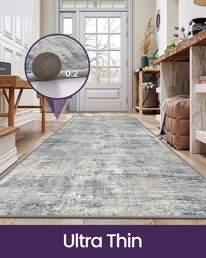 DEXI Hallway Runner Rug 3x10, Modern Abstract Non Slip Thin Soft Runners Carpet - Image 3