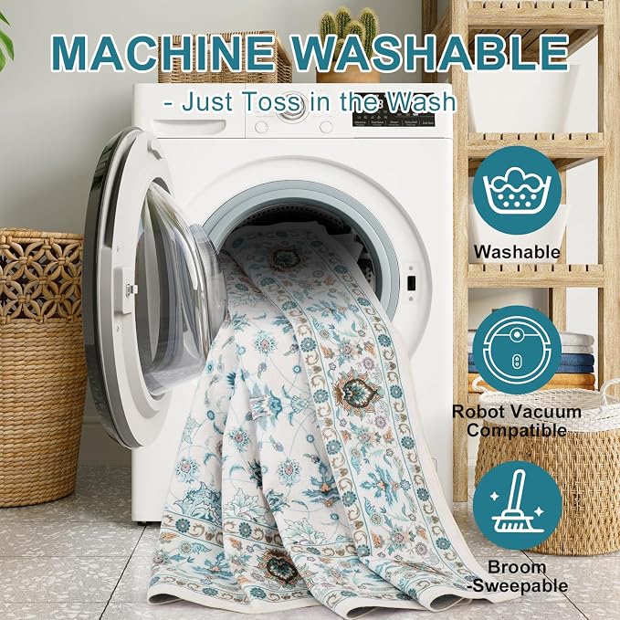 WILLSUN Washable Area Rugs, 8x10 Non-Slip Boho Large Area Rugs - Image 5