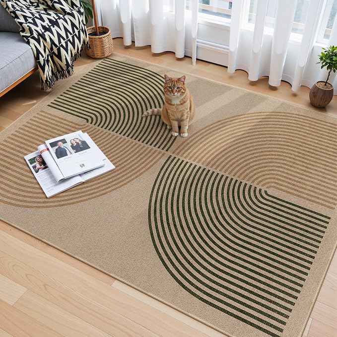 Lahome Modern Rainbow Easy Jute Office Rug, Washable Rugs 4x6 - Image 6