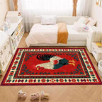 Vintage Rooster Area Rug, Beautiful Floral Border Country Style Rooster - Image 4