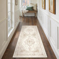 Runner Rug 2x6 Cream Hallway Washable Beige Carpet Non Slip Vintage Medallion by PureCozy