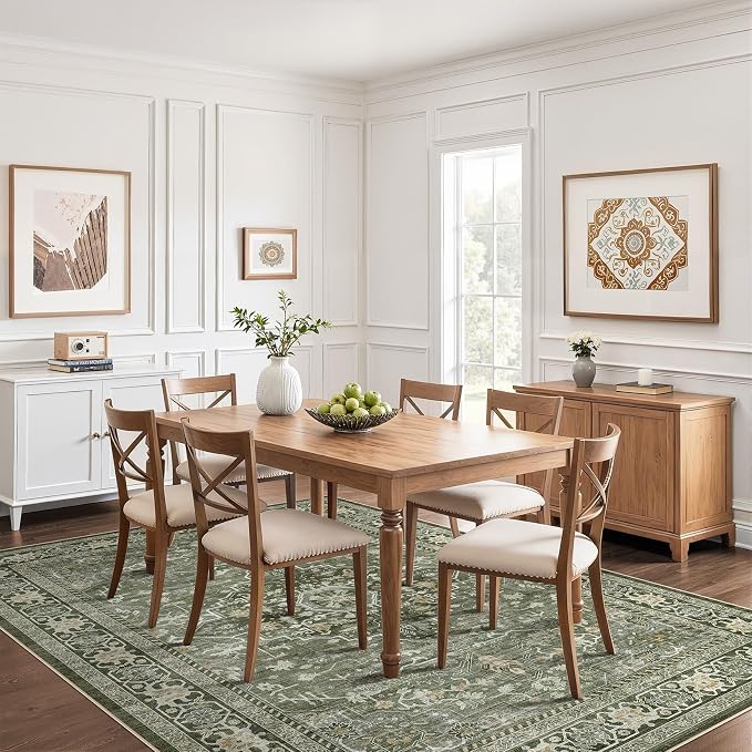 10x12 Area Rug Living Room: Washable Boho Large Neutral Vintage Soft Rugs Stain - Image 6