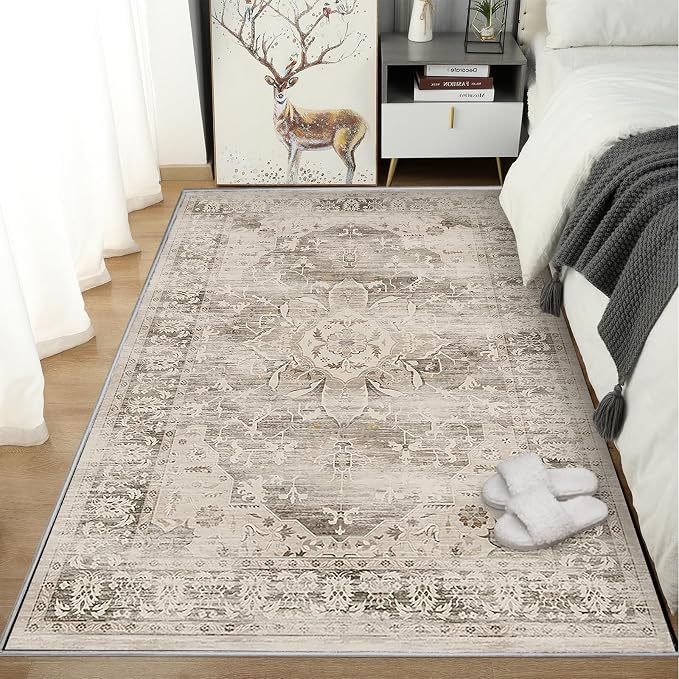 Washable Area Rugs for Living Room 4’x6’ Non Slip Low Pile Area Rugs for - Image 5