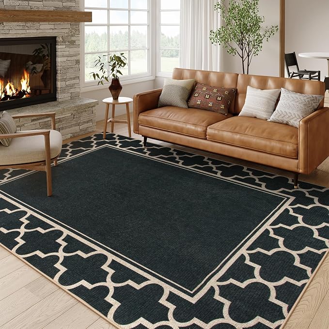 Moynesa Moroccan Easy Jute Outdoor Rug 8x10, Geometric Farmhouse Carpet by Moynesa