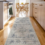 RUGGABLE Washable Vintage Runner Rug – Sarrah Blue Quartz 2.5x7, Stain-Resistant by RUGGABLE