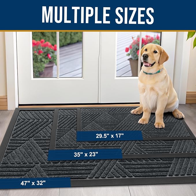 Kitinjoy Front Door Mat Outside Entrance, Sturdy Natural Dirt Trapper, Heavy - Image 2