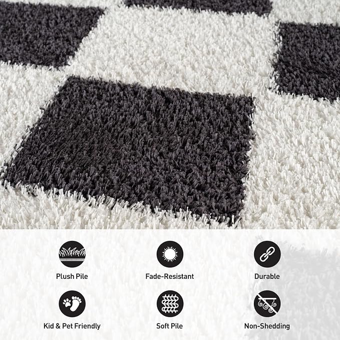 Rugshop Diamond Wave Pattern Shag Runner Rug Anthracite Dark Gray 2' 3" x 12' - Image 4