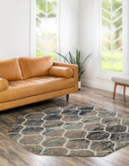 Rugs.com Lattice Frieze Collection Rug – 4 Ft Octagon Blue Multi Medium-Pile - Image 3