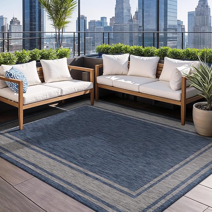 Beverly Rug Large Outdoor Rug 9x12 Modern Bordered Area Rugs - Image 9