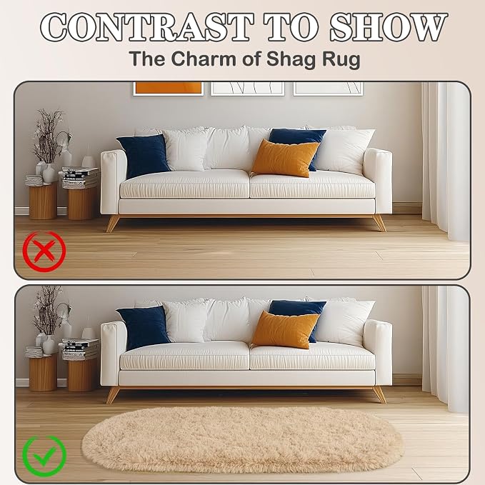 Soft Fluffy Area Rug for Bedroom, Fuzzy Shaggy Oval Throw Rugs for Bedside - Image 7