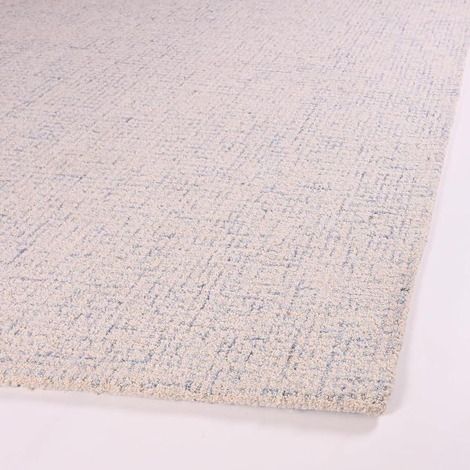Hand-Tufted 100% Wool Pile Area Rug – Geometric Textured Grid Check Pattern – by RestorationandRenovation