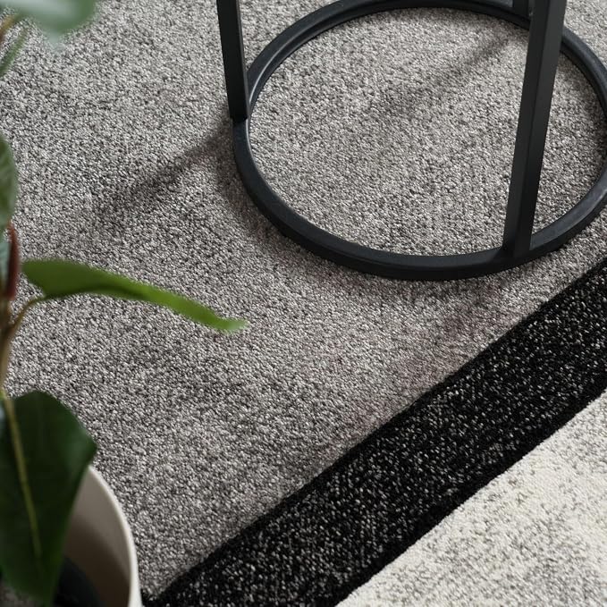 Paco Home Area Rug Modern Geometric Pattern in Grey White, Size: 6'7" x 9'6" - Image 2