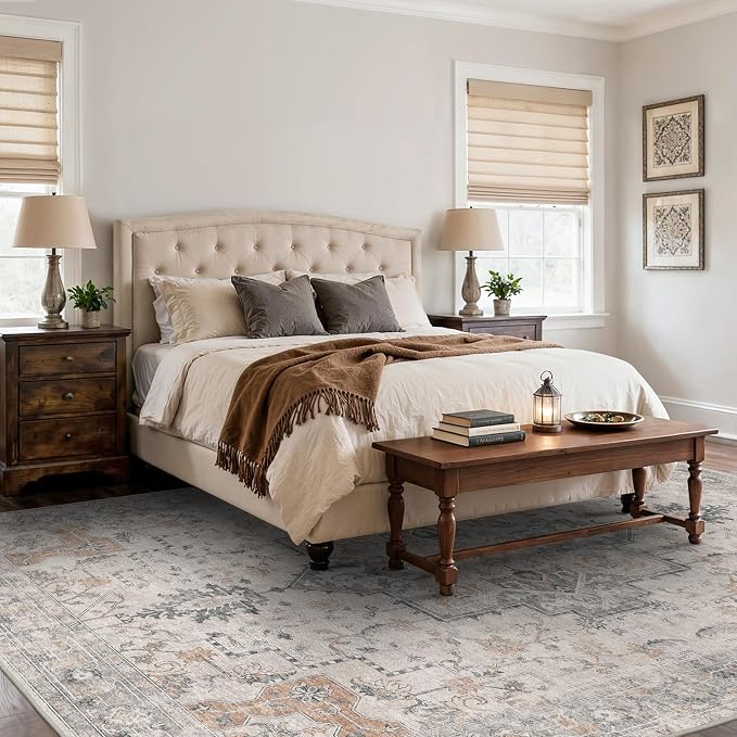 10x12 Area Rugs for Living Room, Non Slip Machine Washable Vintage Rugs - Image 3
