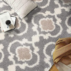 Rugshop Cozy Moroccan Trellis Indoor Shag Area Rug 6'6"X 9' Gray/Cream - Image 4