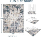 Area Rugs 9x12 Living Room: Washable Rug Modern Abstract Large Rugs Soft Non - Image 2