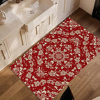 Red Flower Carpet for Living Room, 3x5 Non-Slip Washable Low Pile Abstract - Image 4