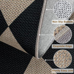 Easy Jute Checkered Entryway Rug, 2x3 Black Modern Indoor Outdoor Doormat - Image 2