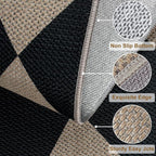Easy Jute Black Checkered 8x10 Area Rug, Washable Modern Outdoor Rug - Image 2