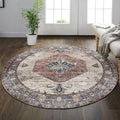 vivorug Round Rug 4FT Vintage Round Area Rug Non-Slip Indoor Carpet by vivorug