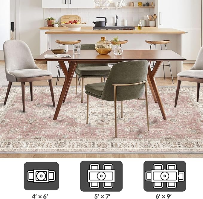 5’x7’ Washable Area Rugs for Living Room Bedroom Foldable Low Pile Non Slip - Image 4