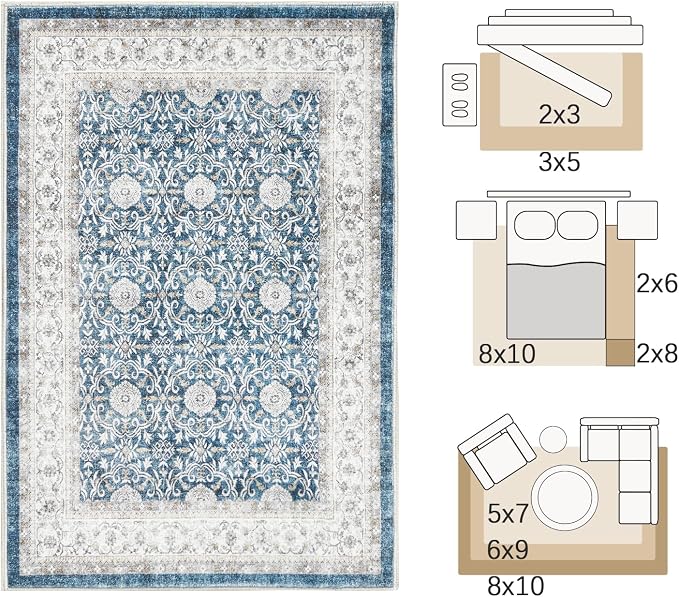 jinchan Floral 6x9 Area Rug for Living Room - Image 2