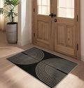 Easy Jute Rainbow Entryway Rug, 2.6x4 Black Washable Non-Slip Indoor Outdoor by Rugalia