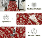Red Flower Carpet for Living Room, 3x5 Non-Slip Washable Low Pile Abstract - Image 3
