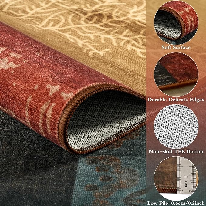 DweIke Washable Area Rugs for Living Room, 4x6 Soft Bedroom Rugs, Geometric - Image 4