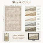 Beige Taupe Area Rug 6x9, Vintage Neutral Earth Tone Rugs - Image 2
