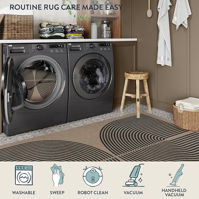 Lahome Modern Rainbow Easy Jute Office Rug, Outdoor Patio Rug 4x6 - Image 5