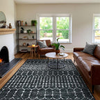 Lahome Moroccan Black Area Rugs 8x10 Living Room Non-Slip Backing Ultra-Thin - Image 7