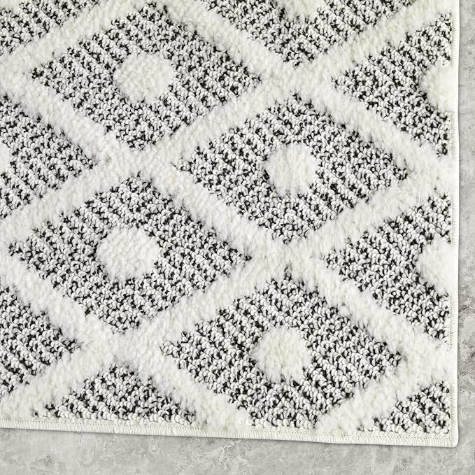 Antep Rugs Palafito 2x5 Geometric Shag Diamond High-Low Pile Textured Indoor - Image 3