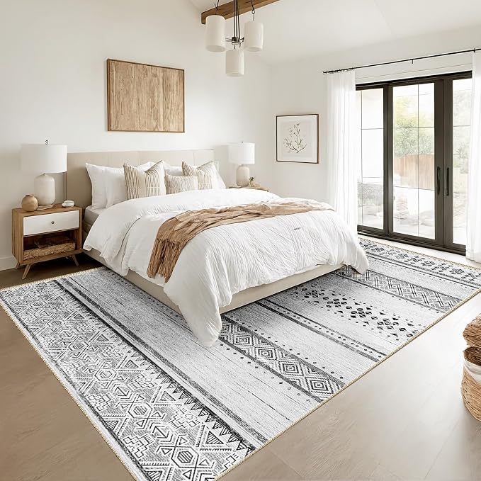BESTSWEETIE 8x10 Area Rugs for Living Room Washable Moroccan Farmhouse Neutral - Image 8