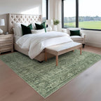 FMFUNCTEX 6x9 Washable Area Rug Green Vintage Neutral Distressed Oriental Large - Image 3