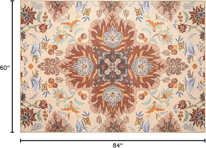 Phantoscope Washable Area Rug 5'x7' Non-Slip, Vintage Boho Rugs - Image 2