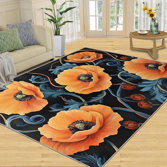 5x7 Poppy Rugs for Bedroom - Image 3