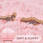 Andency Pink Round Area Rug for Bedroom, Shag Fuzzy Plush Circle Rug 7'X7' for - Image 4