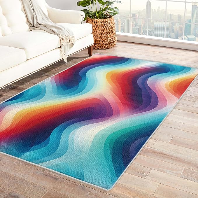 Rainbow Gradient Rug, 3x4 Rug, Modern Rugs by Unknown