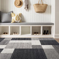 Rugshop Gray Modern Geometric Boxes Non-Slip Area Rug Non-Shedding by Rugshop