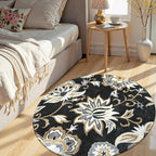 Lahome Floral Black Round Rugs - 3Ft Washable Round Area Rug Non-Slip Small - Image 6