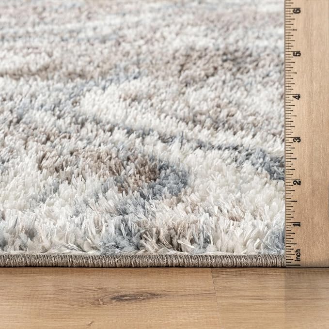 Rugshop Abstract Marble Shag Area Rug Blue 7' 10" x 10' Perfect - Image 4