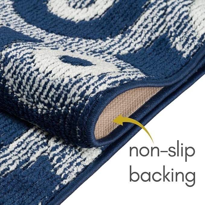 Custom Size Long Blue Hallway Runner Rug | Cut to Length 2'3" x 17' | Non-Slip - Image 4