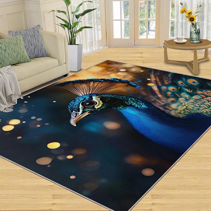 Peacock Area Rug 4x6-4x6 Rug, Wonderful Peacock Rugs - Image 2
